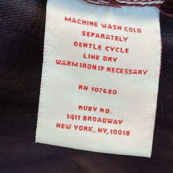 Ruby Rd Jacket Women's Size 12 Cranberry Red Metallic Button Front Drawstring - Picture 5 of 15